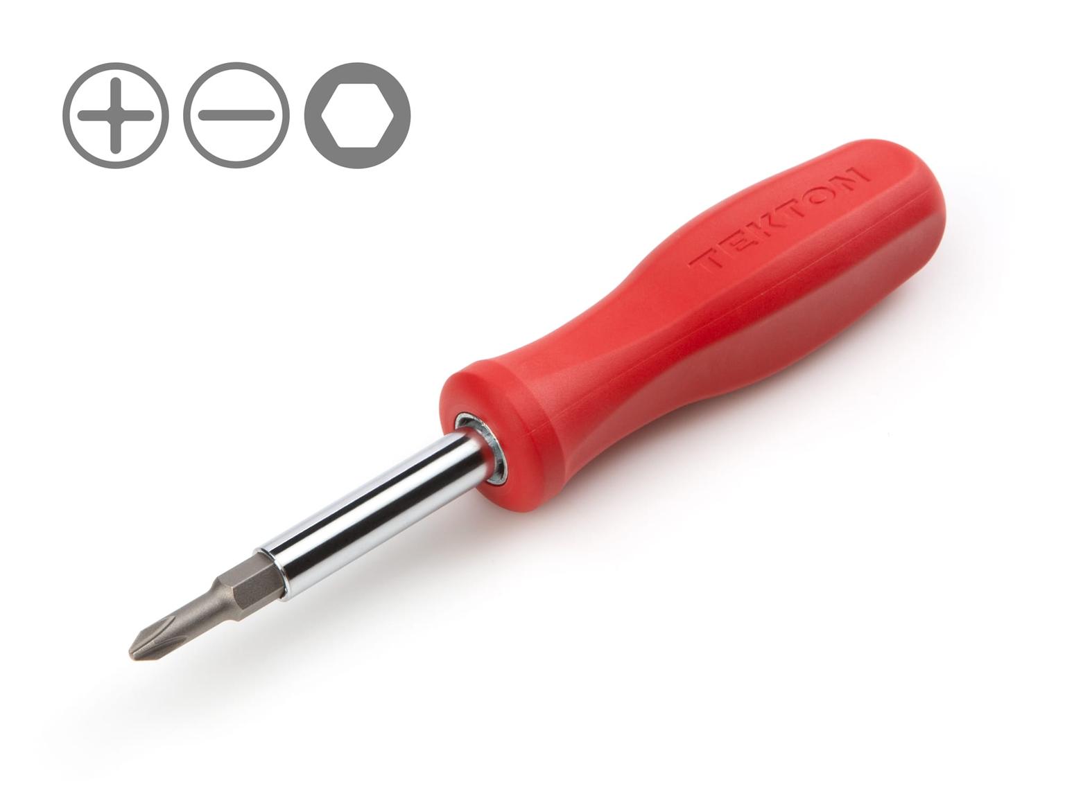 6-in-1 Phillips/Slotted Driver (#1 x 3/16 in., #2 x 1/4 in., Red)