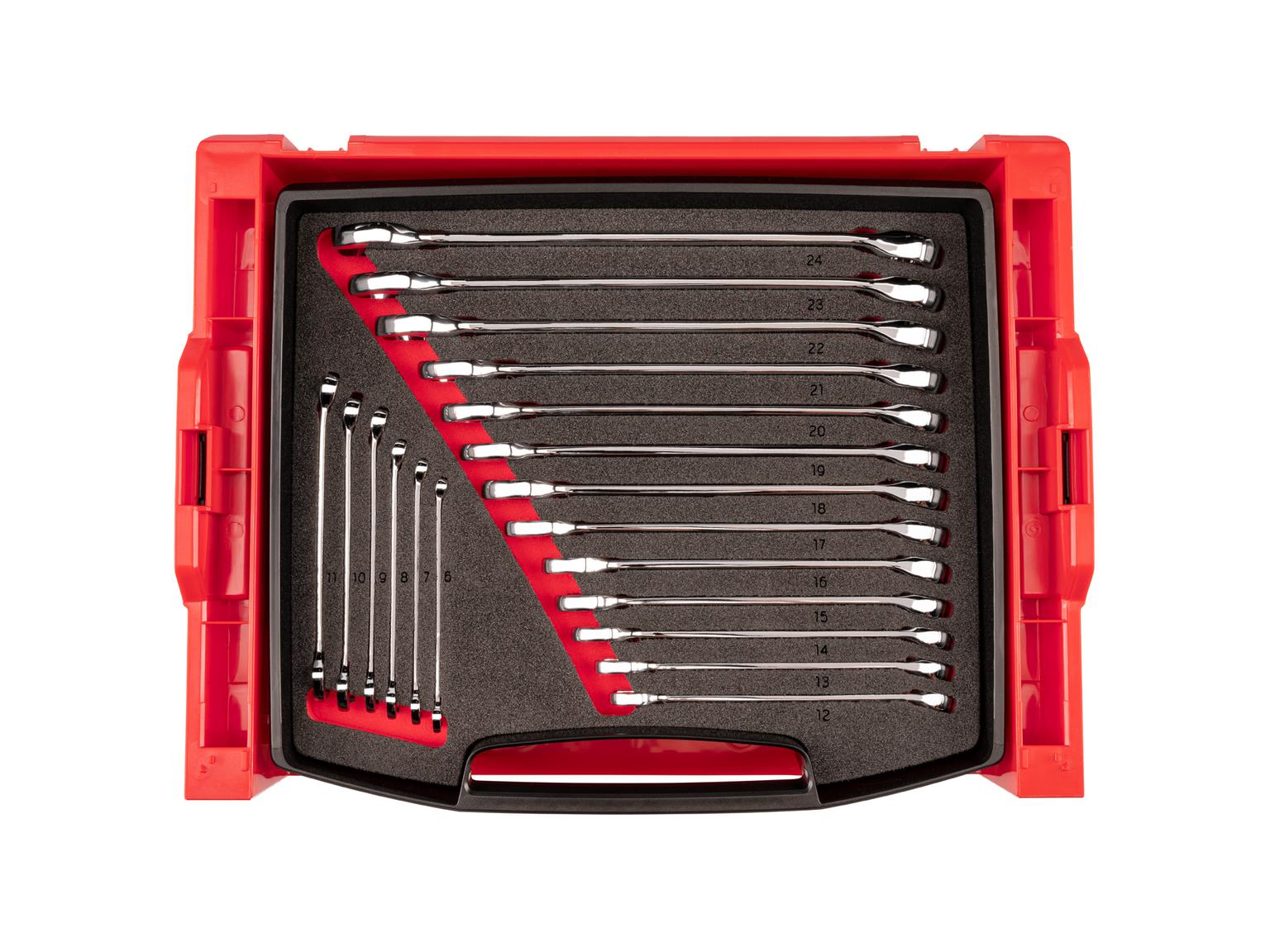 Combination Wrench Set with Open Top Drawer and Rack (19-Piece)
