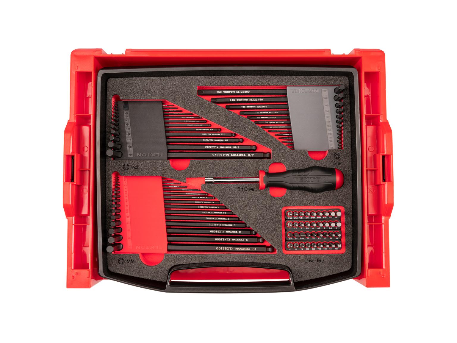 L-Key and Bit Driver Set with Open Top Drawer and Rack (78-Piece)