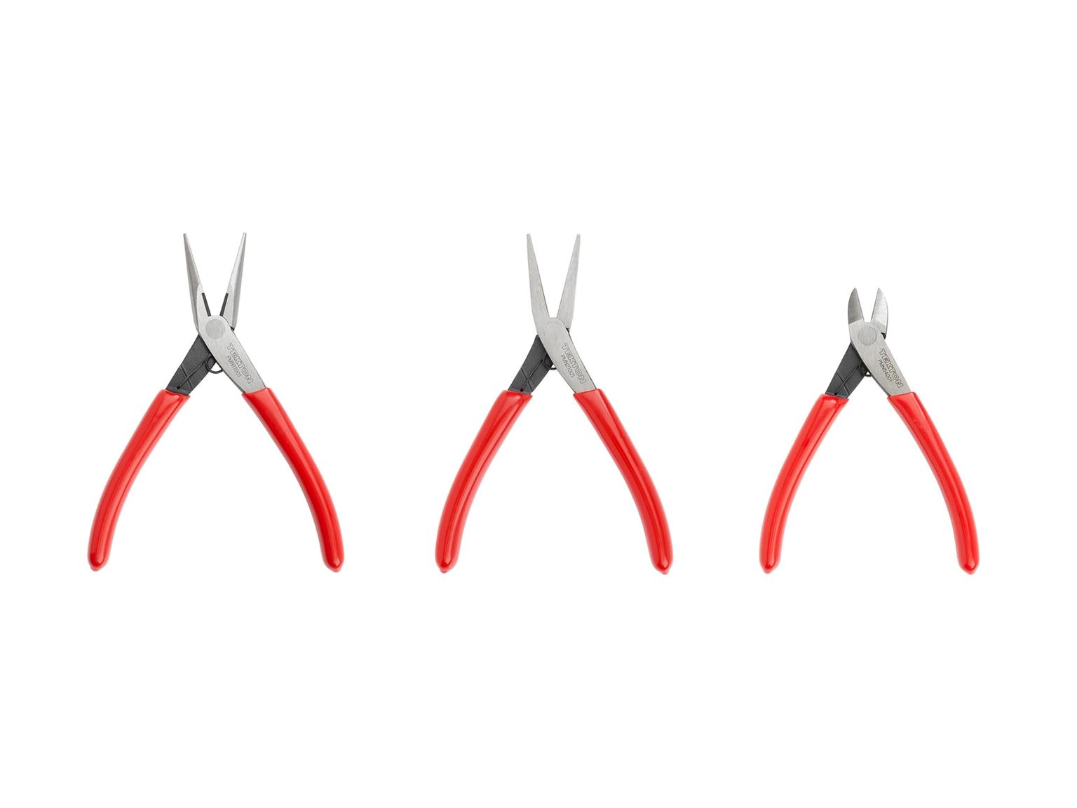 Mini Pliers Set, 3-Piece (Long Nose, Flat Nose, Cutting)