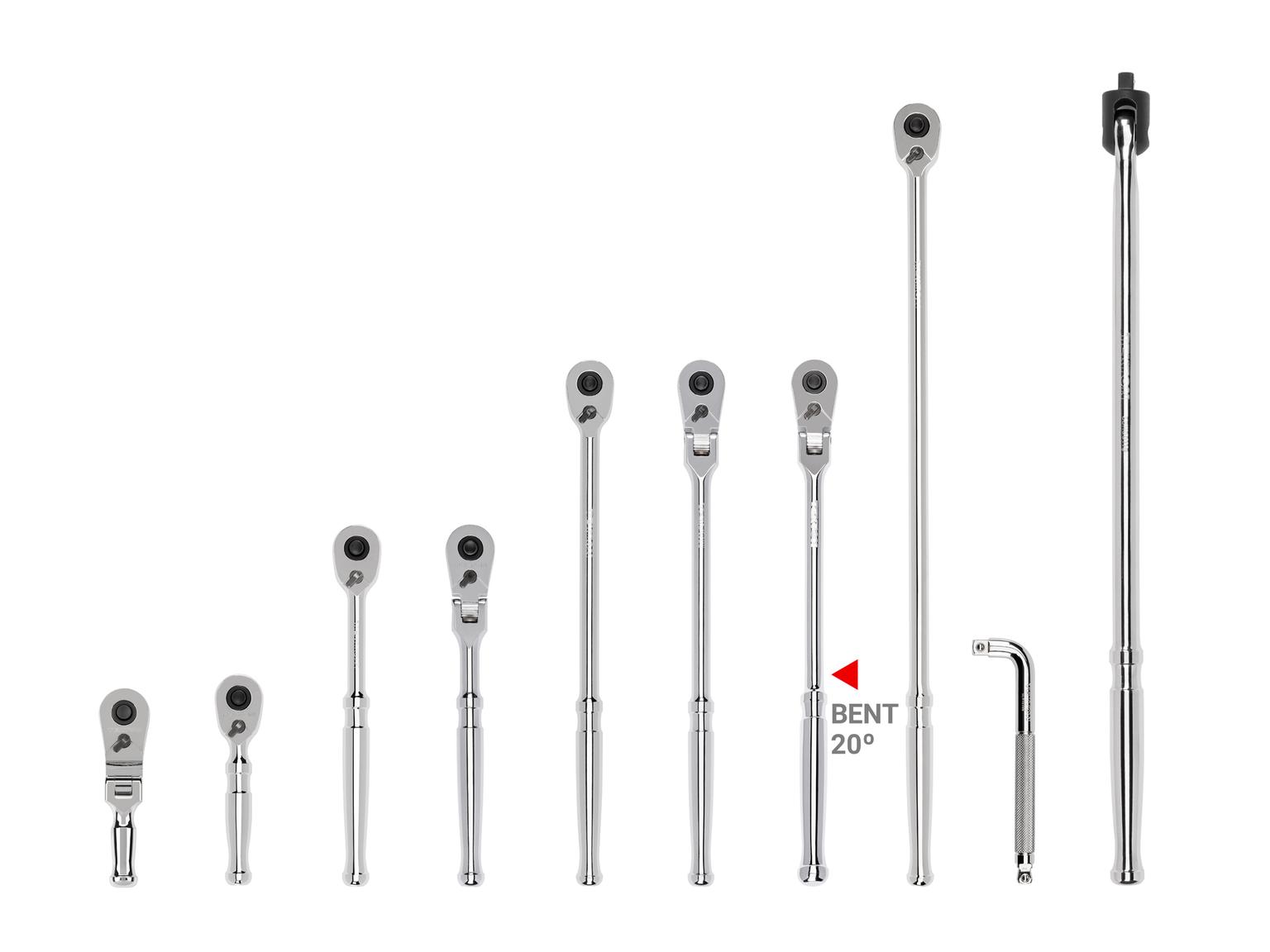 3/8 Inch Drive Quick-Release Ratchet, L-Handle, and Breaker Bar Set (10-Piece)