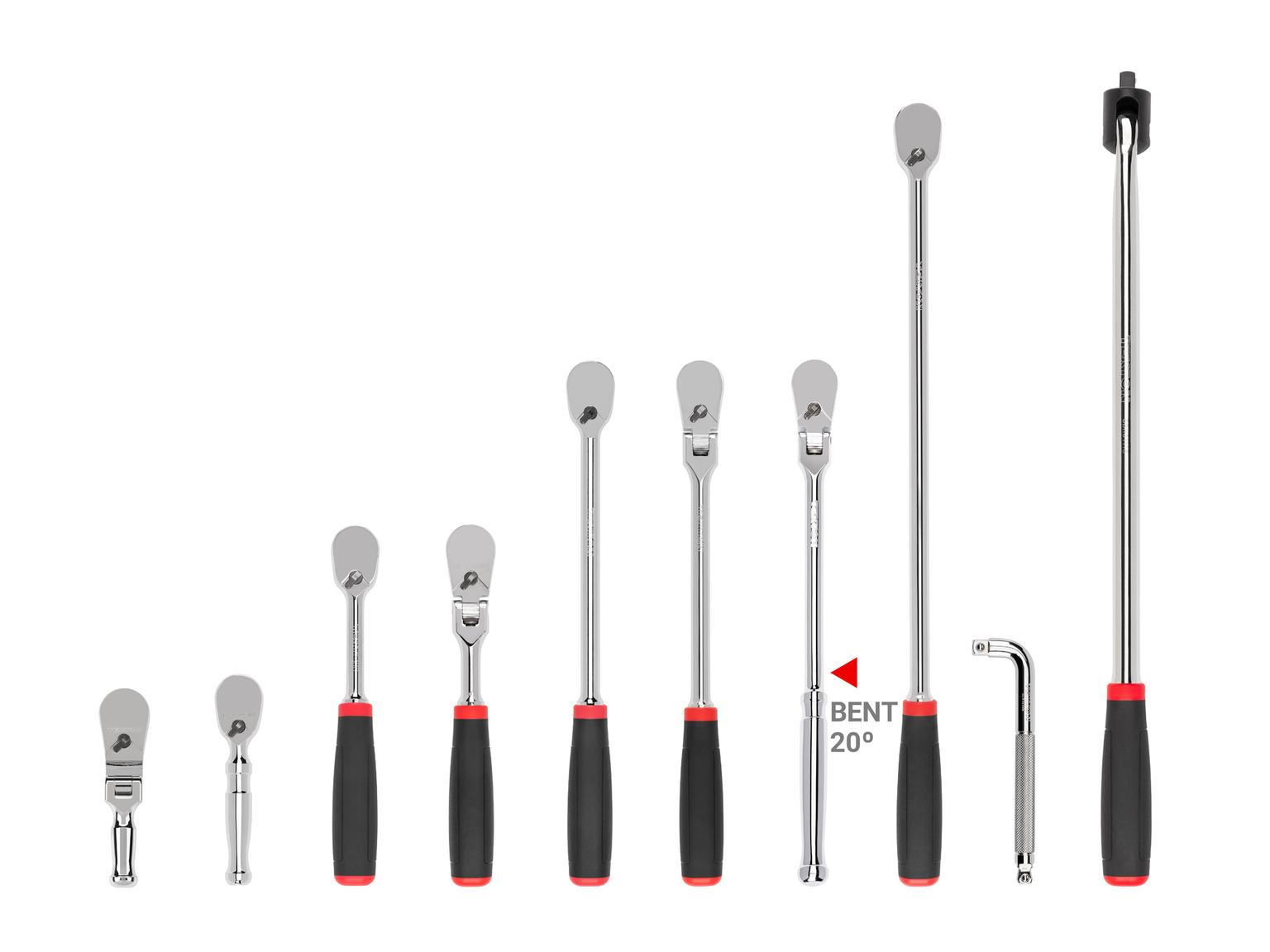 3/8 Inch Drive Comfort Grip Ratchet, L-Handle, and Breaker Bar Set (10-Piece)