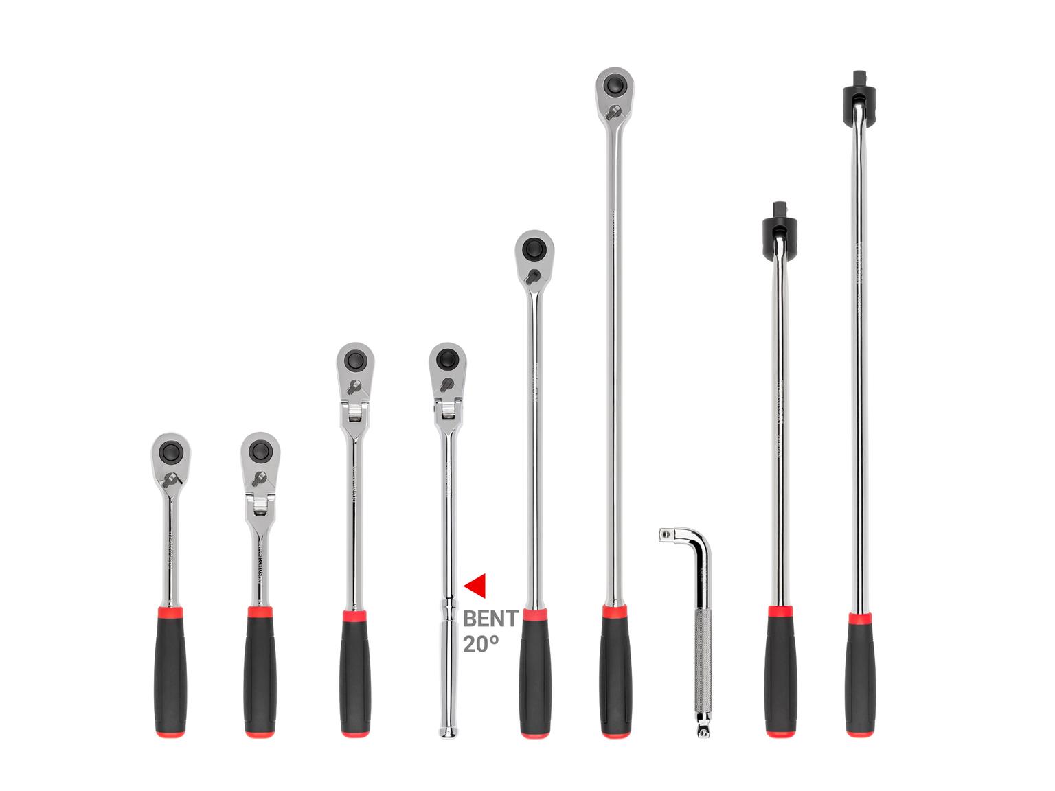 1/2 Inch Drive Quick-Release Comfort Grip Ratchet, L-Handle, and Breaker Bar Set (9-Piece)
