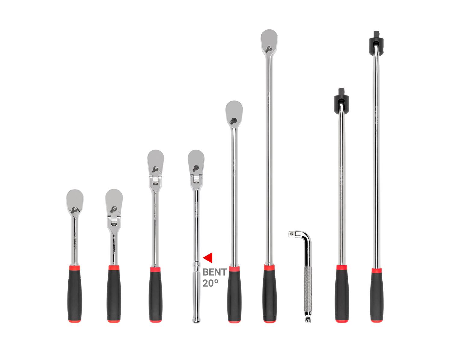 1/2 Inch Drive Comfort Grip Ratchet, L-Handle, and Breaker Bar Set (9-Piece)