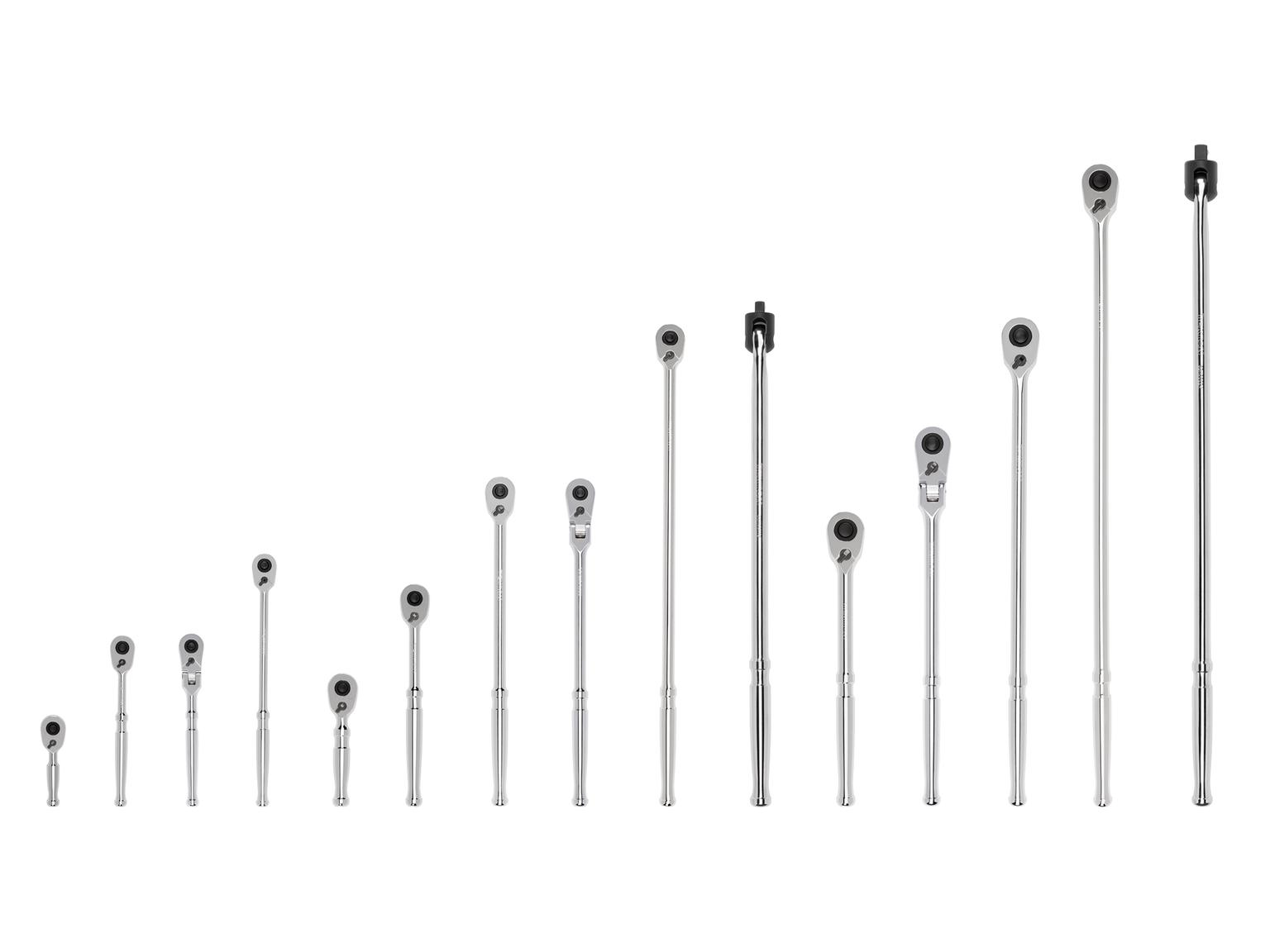 1/4, 3/8, 1/2 Inch Drive Quick-Release Ratchet and Breaker Bar Set (15-Piece)