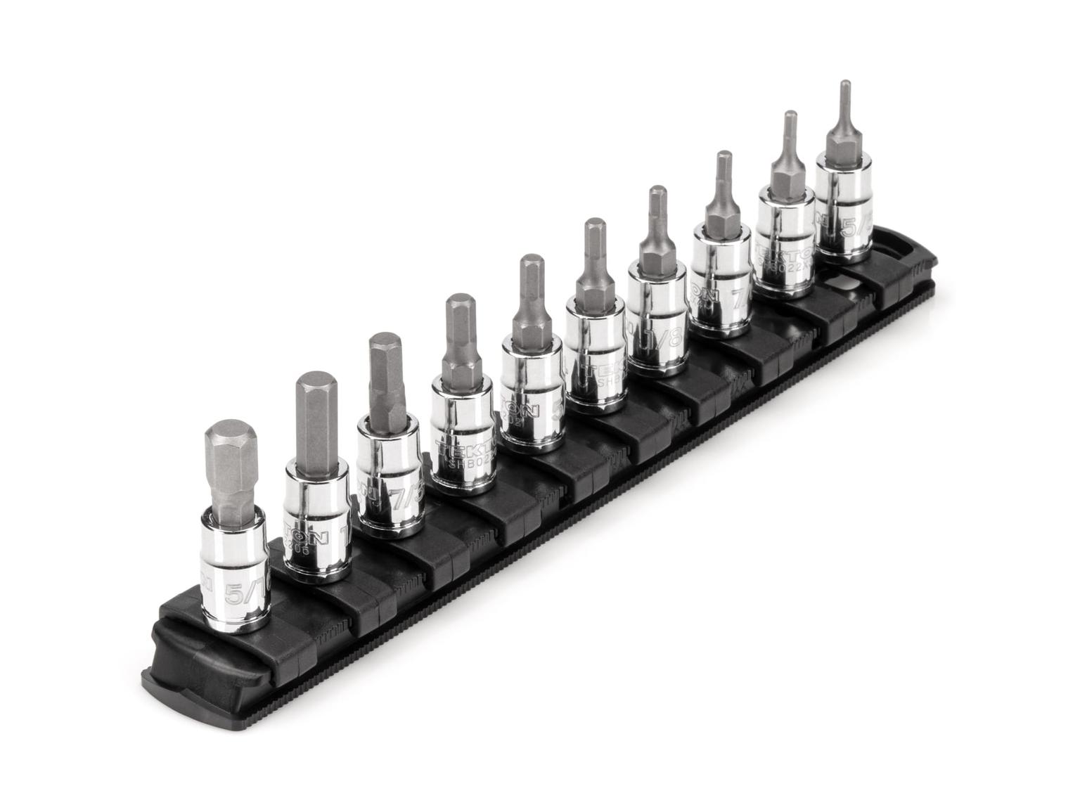 1/4 Inch Drive Hex Bit Socket Set with Rail (10-Piece)