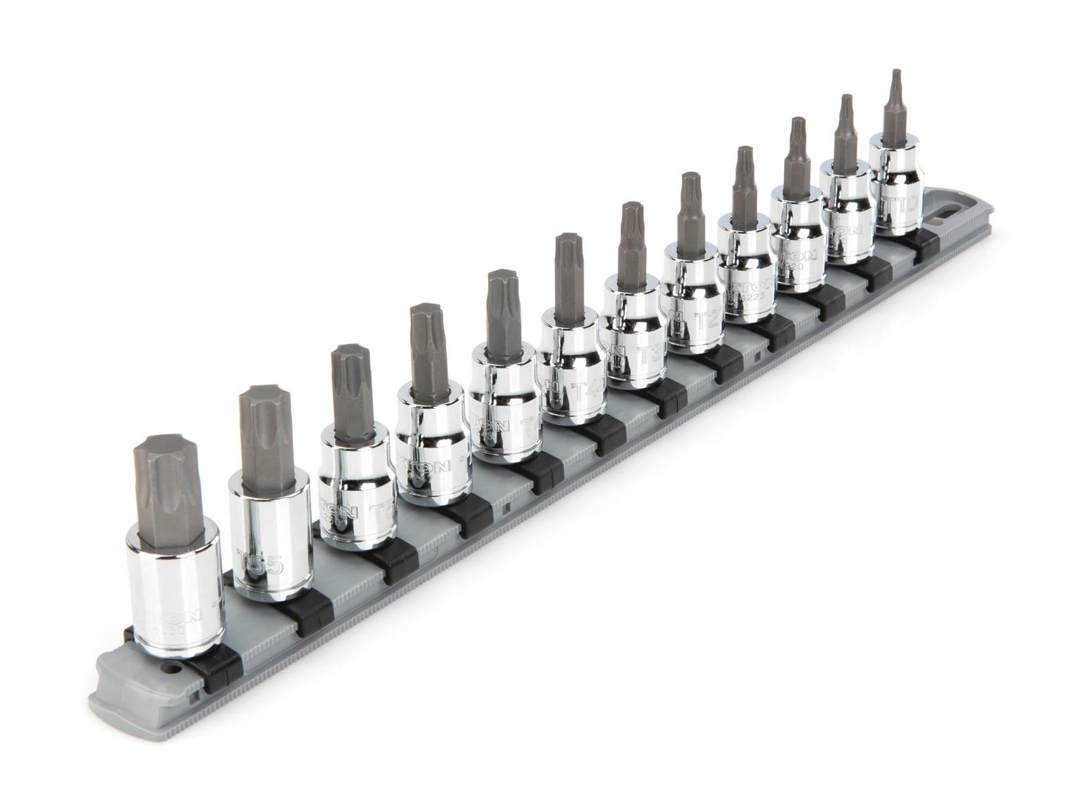 3/8 Inch Drive Torx Bit Socket Set with Rail, 12-Piece (T10-T60)