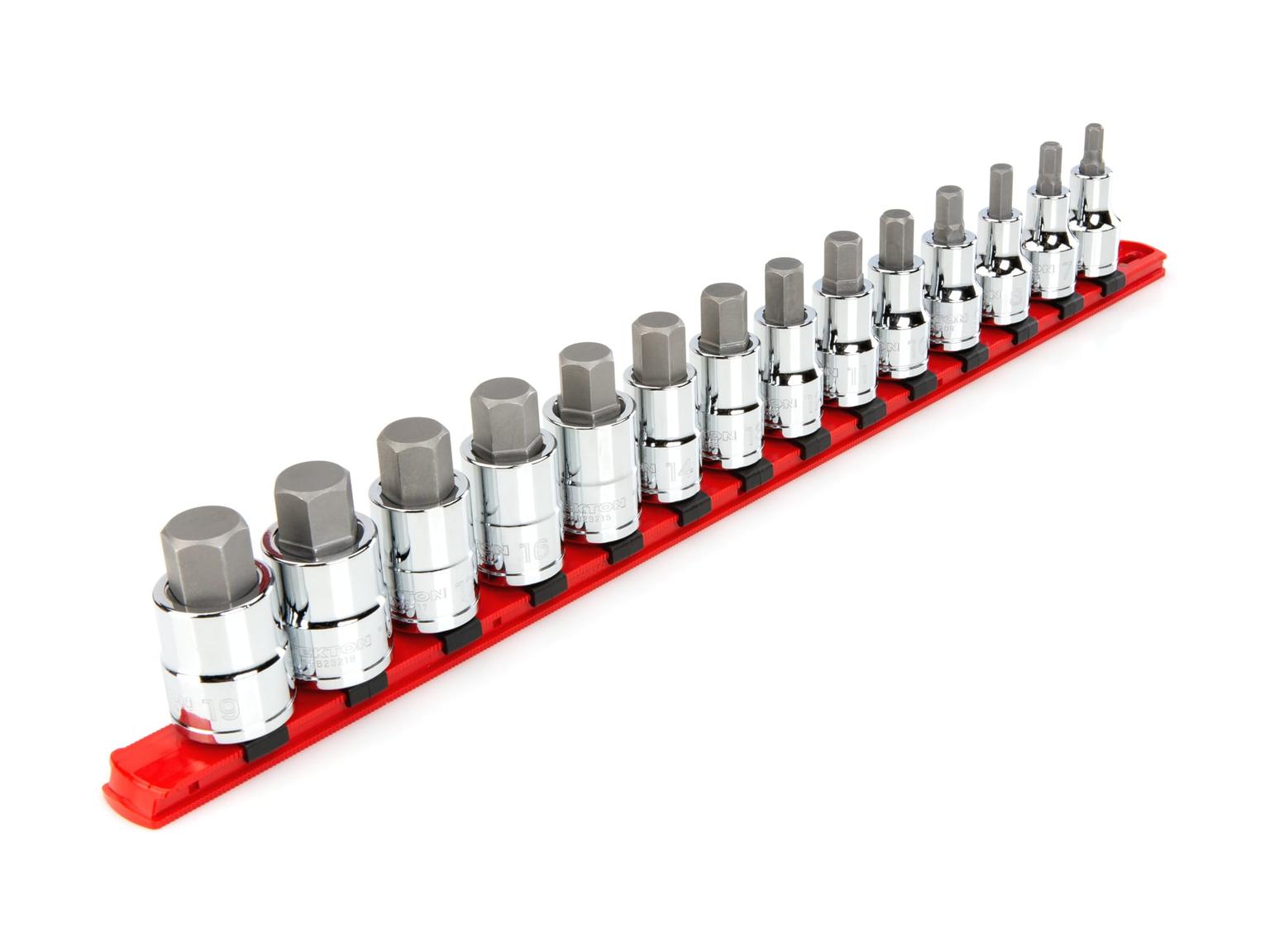 1/2 Inch Drive Hex Bit Socket Set with Rail (14-Piece)