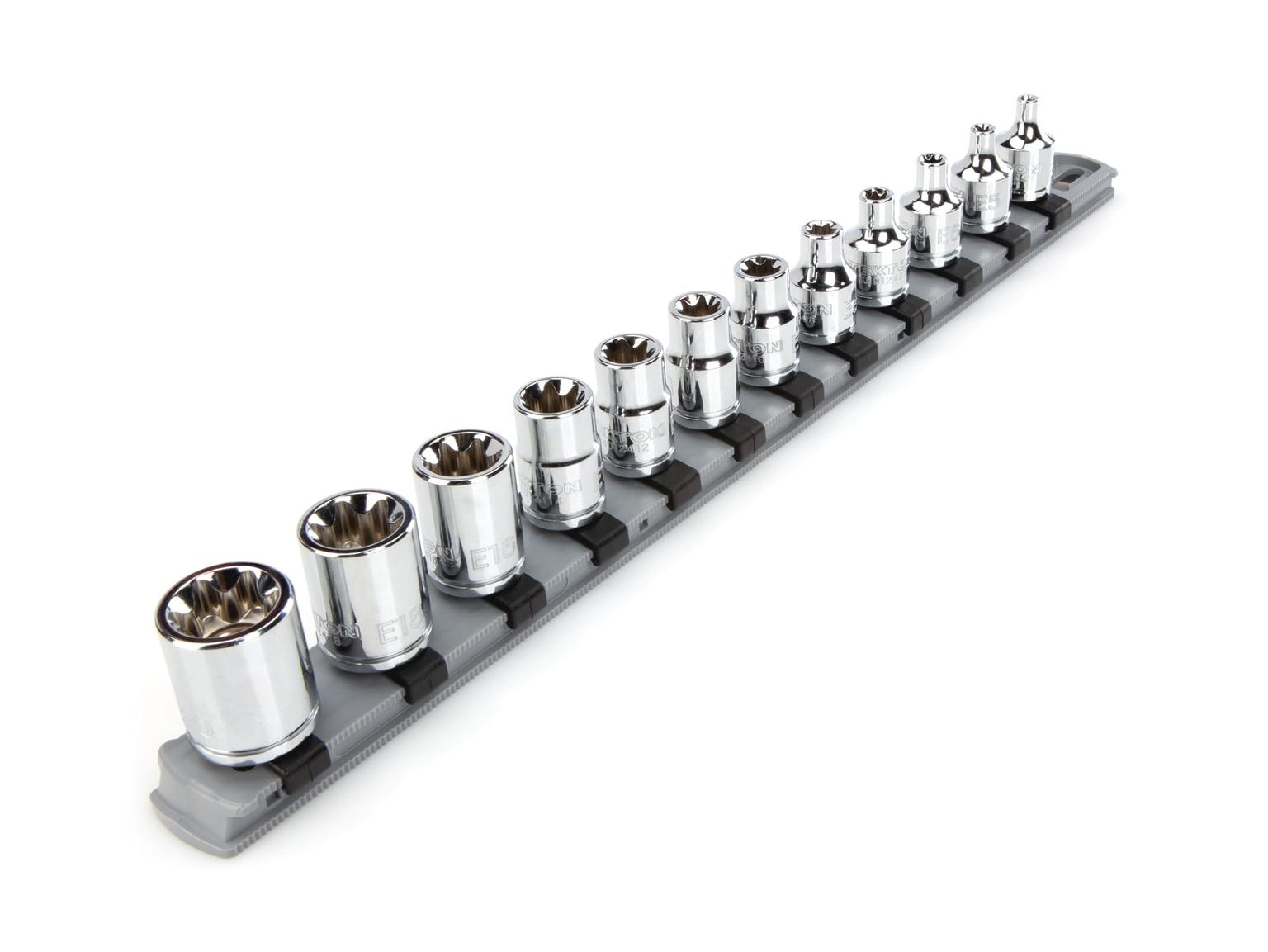 3/8 Inch Drive External Star Socket Set with Rail (12-Piece)