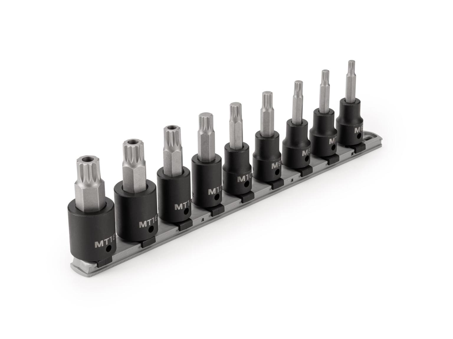 1/2 in Drive Triple Square Impact Bit Socket Set with Rail (9-Piece)