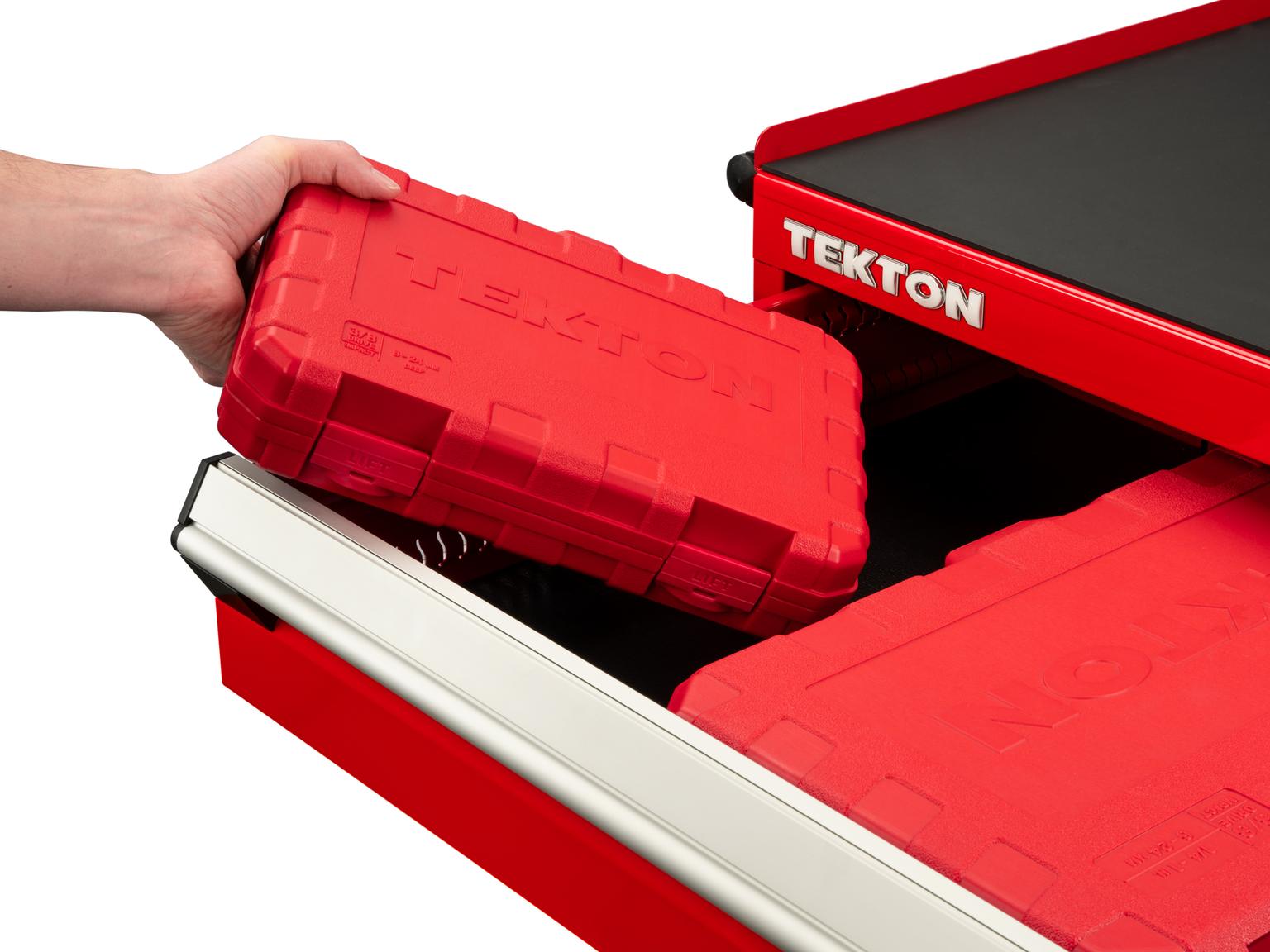 TEKTON SID91303-D 3/8 Inch Drive Deep 6-Point Impact Socket Set with Case, 19-Piece (6-24 mm)