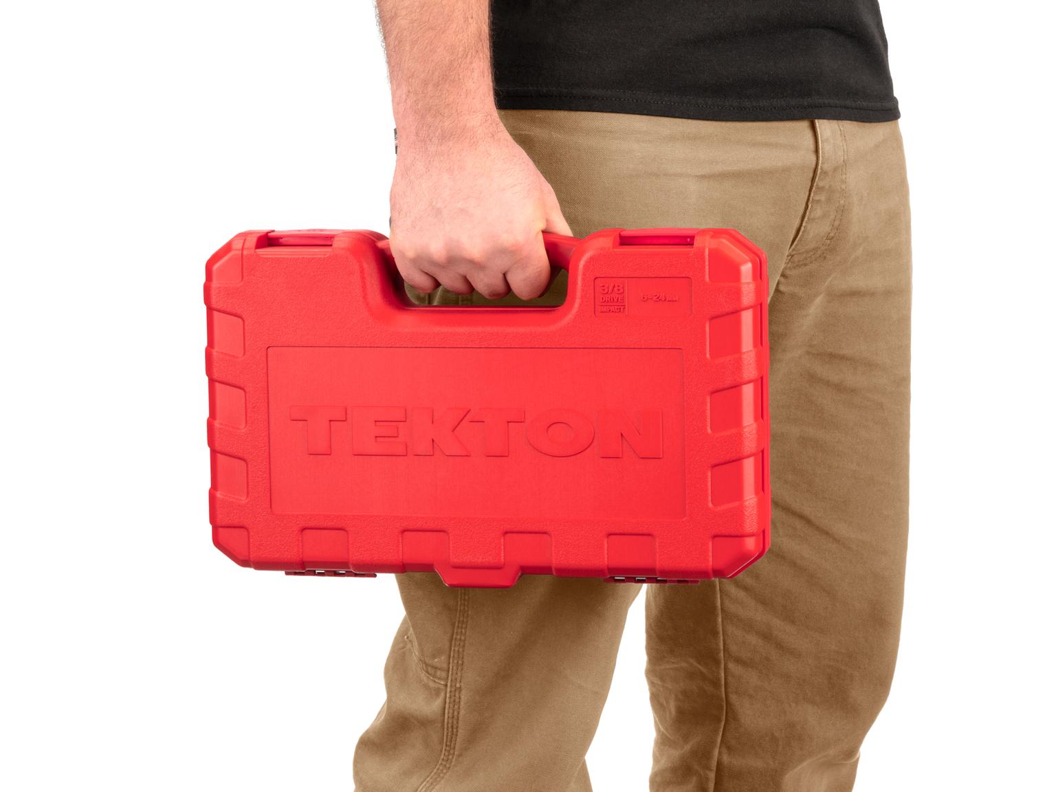 TEKTON SID91401-D 3/8 Inch Drive 6-Point Impact Socket Set, 41-Piece (6-24 mm)