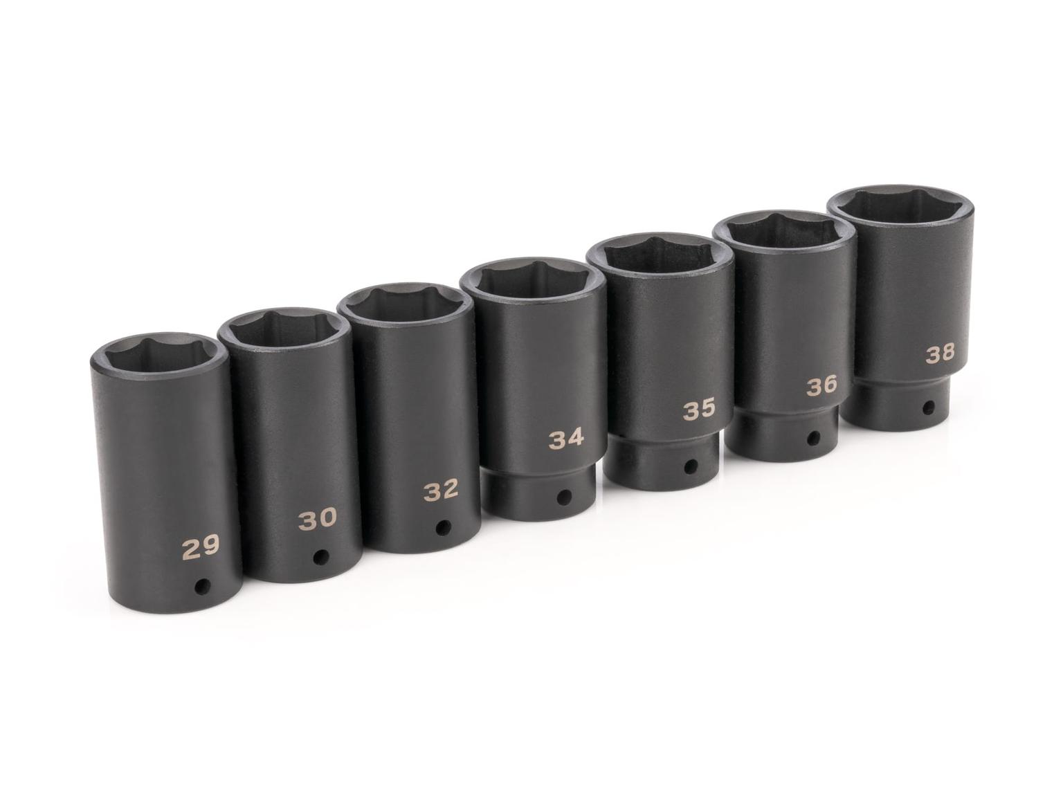 1/2 Inch Drive Deep 6-Point Axle Nut Impact Socket Set (7-Piece)