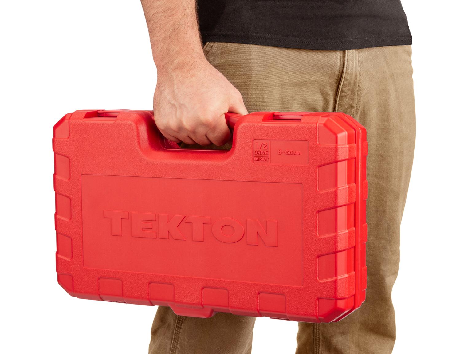 TEKTON SID92327-D 1/2 Inch Drive 6-Point Impact Socket Set, 31-Piece (8-38 mm)