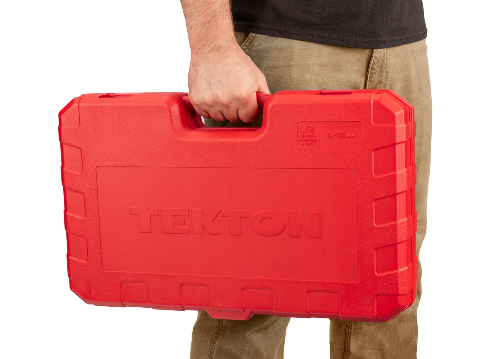 TEKTON SID92401-D 1/2 Inch Drive 6-Point Impact Socket Set, 57-Piece (10-36 mm)