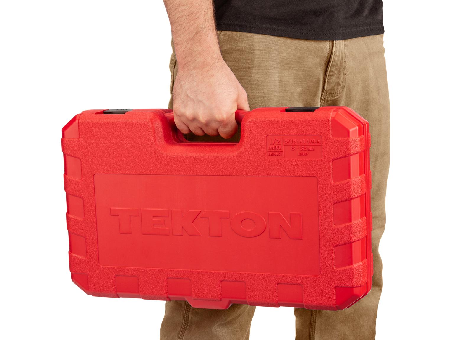 TEKTON SID92404-D 1/2 Inch Drive Deep 6-Point Impact Socket Set, 45-Piece (5/16 - 1-1/4 in., 8-32 mm)