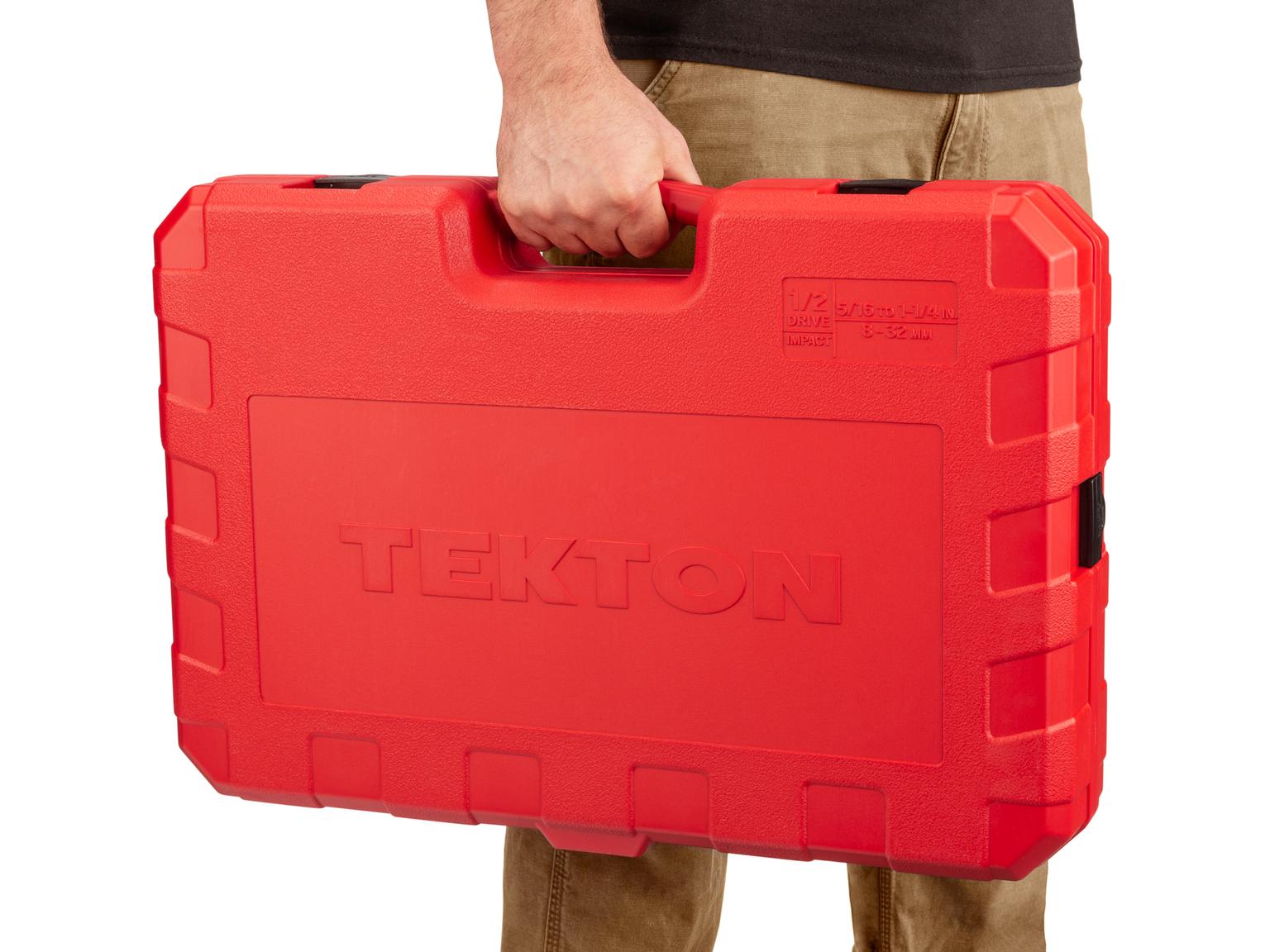 TEKTON SID92407-D 1/2 Inch Drive 6-Point Impact Socket Set, 87-Piece (5/16 - 1-1/4 in., 8-32 mm)