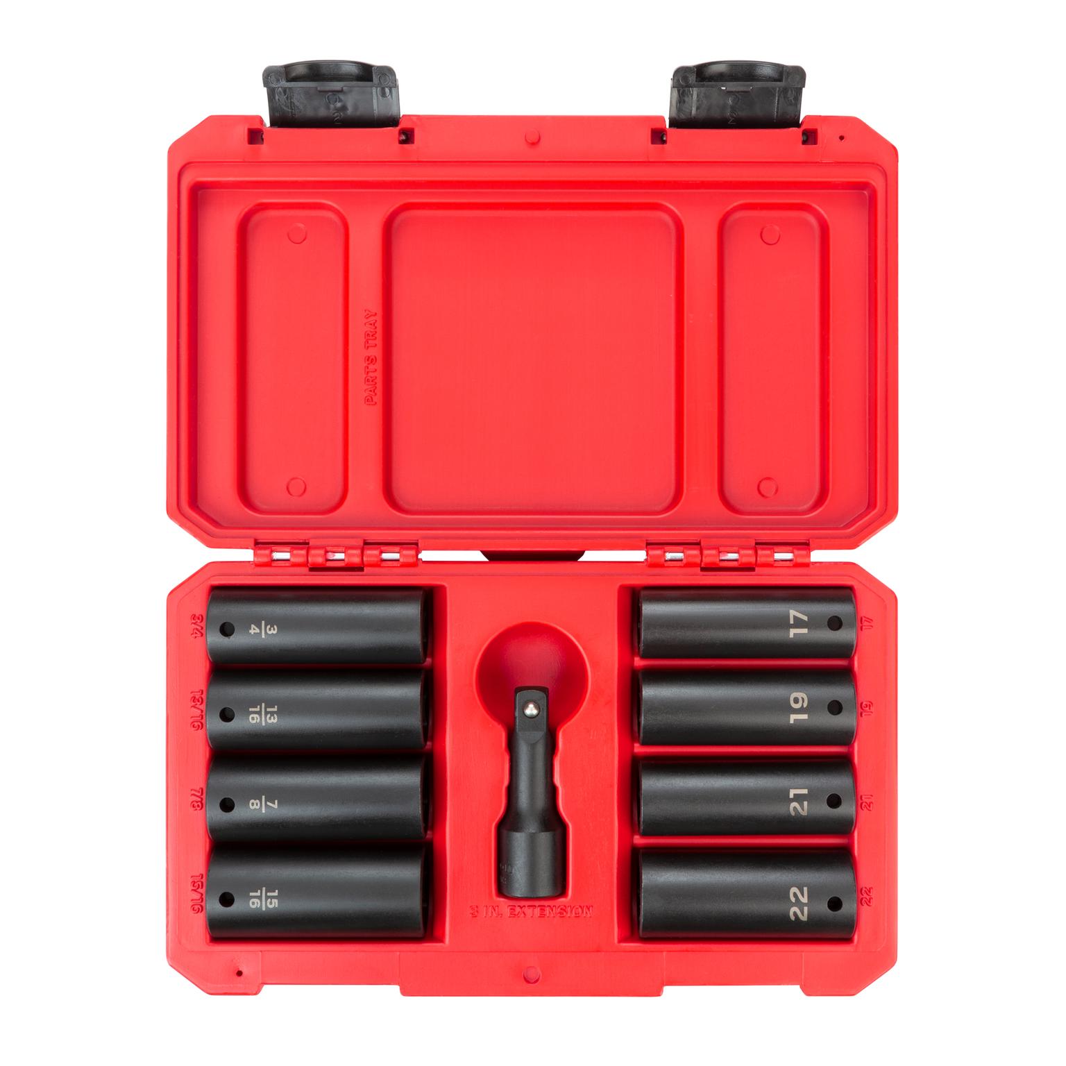 1/2 Inch Drive Impact Lug Nut Socket Set with Case (9-Piece)