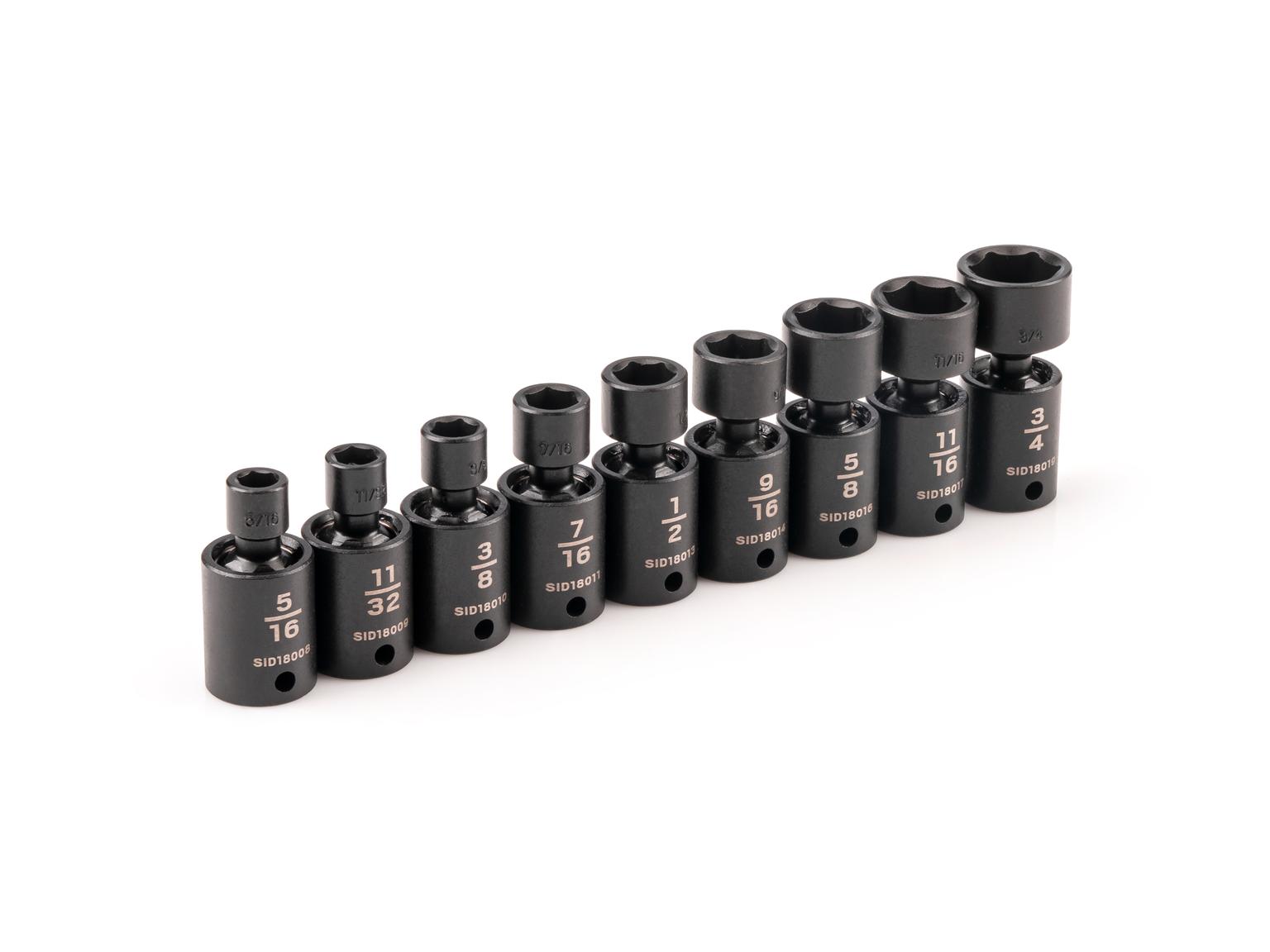 3/8 Inch Drive 6-Point Universal Joint Impact Socket Set (9-Piece)