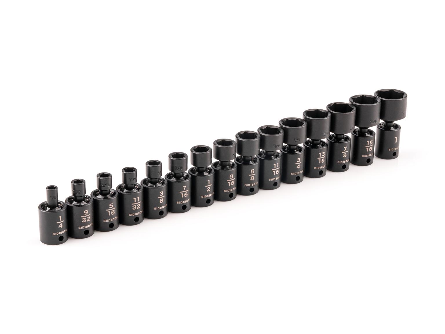 3/8 Inch Drive 6-Point Universal Joint Impact Socket Set (15-Piece)
