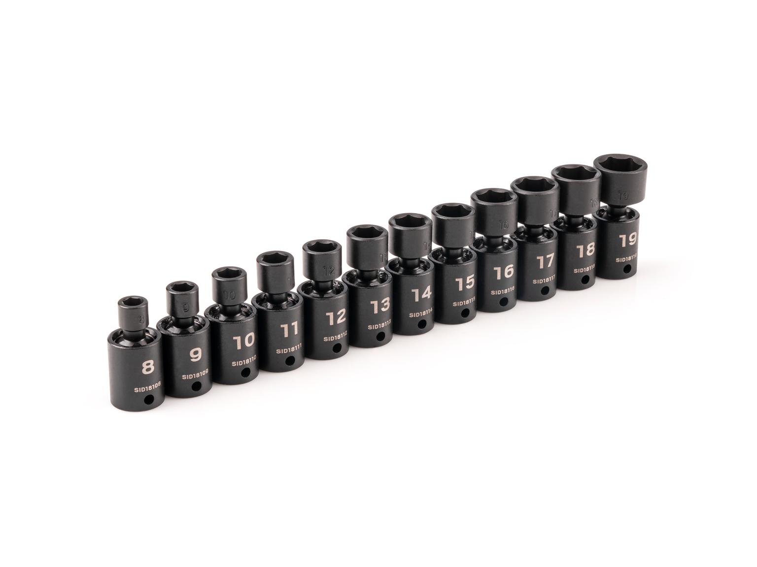 3/8 Inch Drive 6-Point Universal Joint Impact Socket Set (12-Piece)