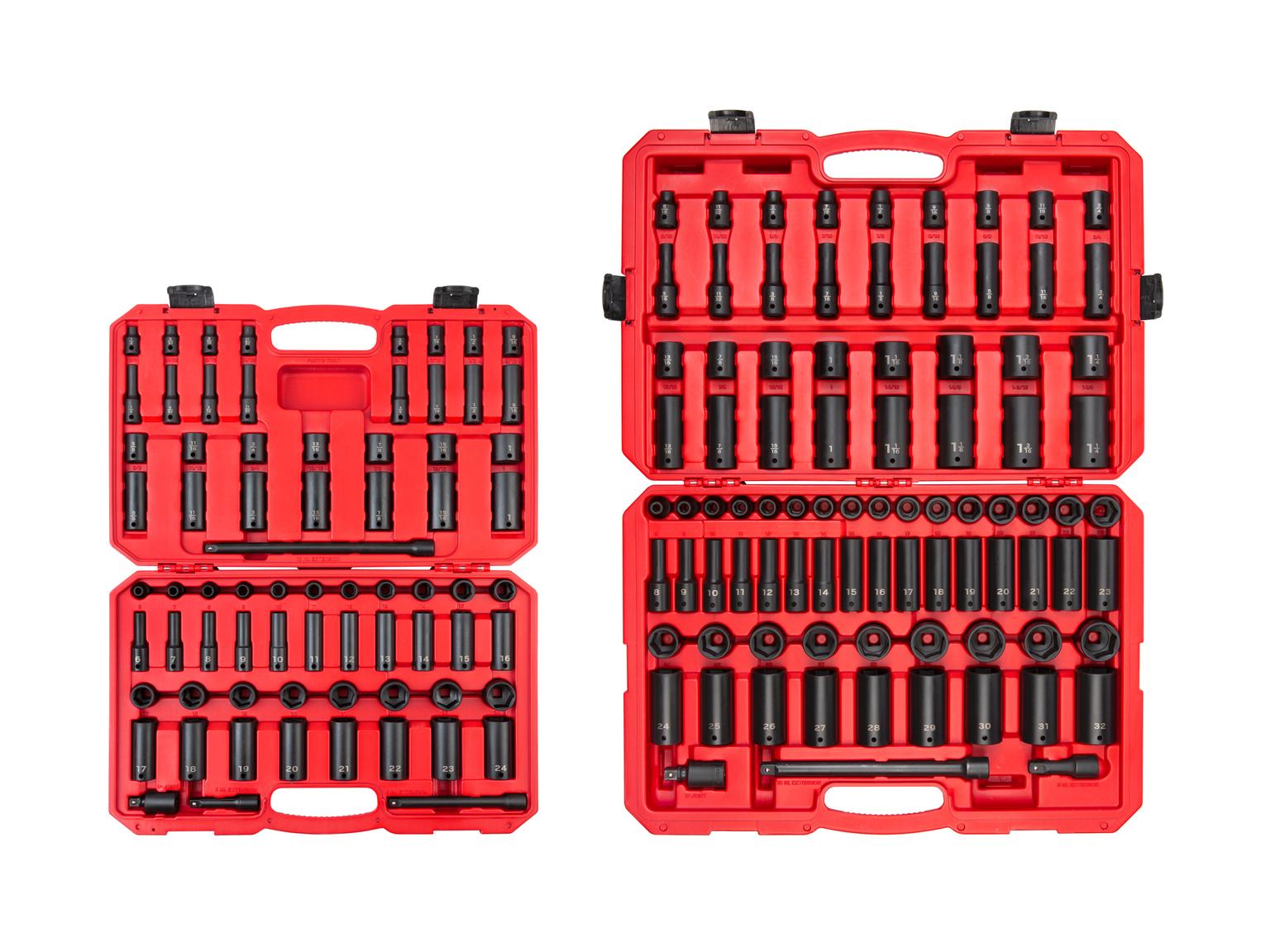 3/8, 1/2 Inch Drive 6-Point Impact Socket Set with Cases (159-Piece)