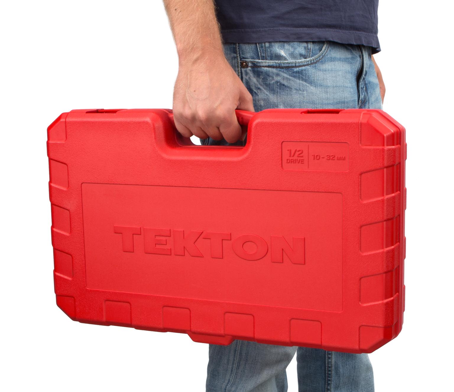 TEKTON SKT25201-D 1/2 Inch Drive 6-Point Socket and Ratchet Set, 51-Piece (10-32 mm)