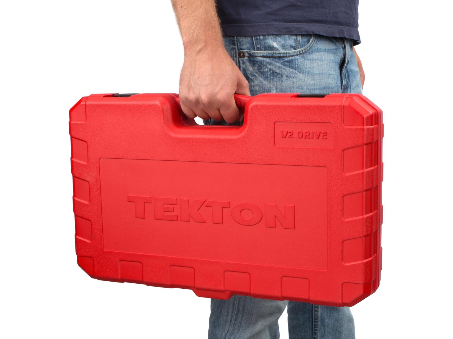 TEKTON SKT25301-D 1/2 Inch Drive 6-Point Socket and Ratchet Set, 57-Piece (3/8-1 in., 10-24 mm)