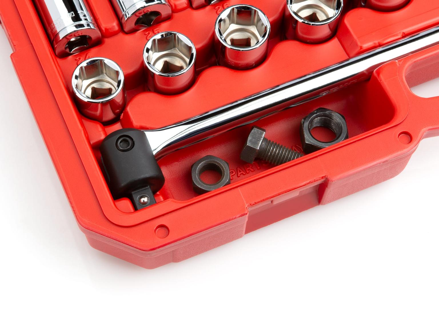 TEKTON SKT25302-D 1/2 Inch Drive 6-Point Socket and Ratchet Set, 83-Piece (3/8 - 1-5/16 in., 10-32 mm)
