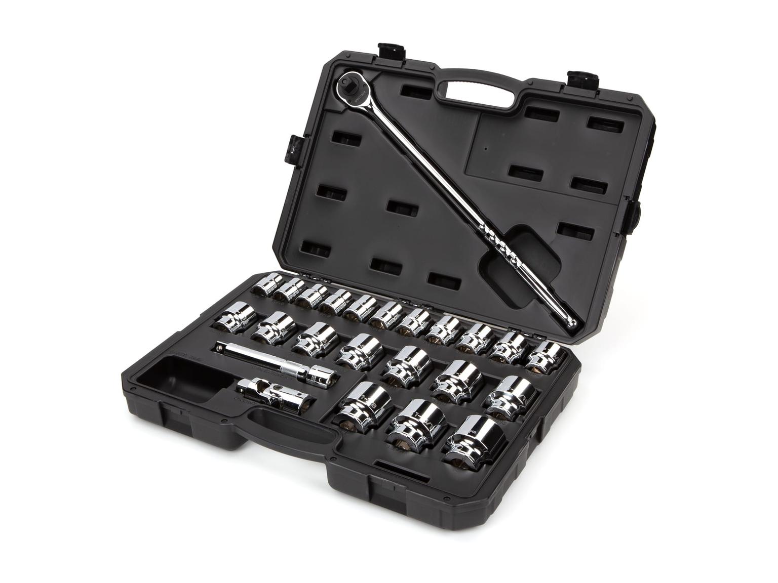 TEKTON SKT35104-T 3/4 Inch Drive 6-Point Socket and Ratchet Set, 24-Piece (3/4-2 in.)
