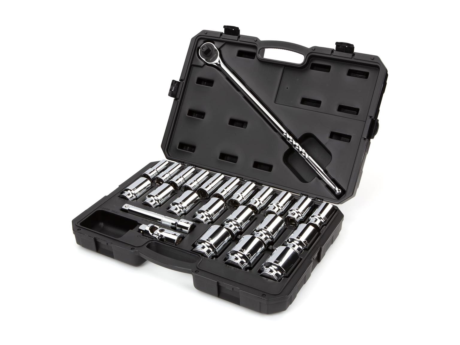 TEKTON SKT35106-T 3/4 Inch Drive Deep 6-Point Socket and Ratchet Set, 24-Piece (3/4-2 in.)