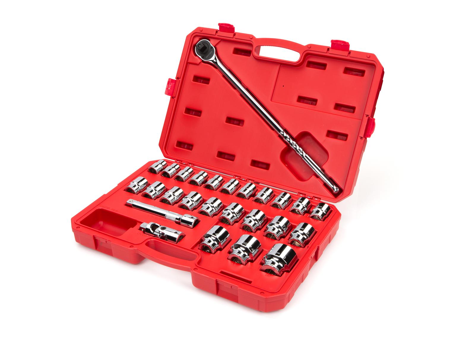TEKTON SKT35204-T 3/4 Inch Drive 6-Point Socket and Ratchet Set, 26-Piece (19-50 mm)