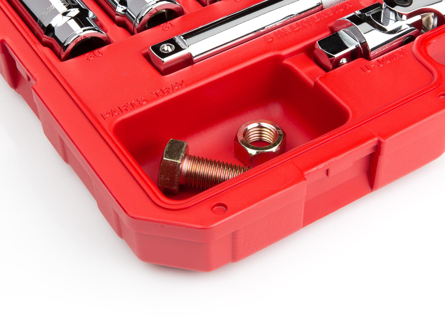 TEKTON SKT35204-T 3/4 Inch Drive 6-Point Socket and Ratchet Set, 26-Piece (19-50 mm)