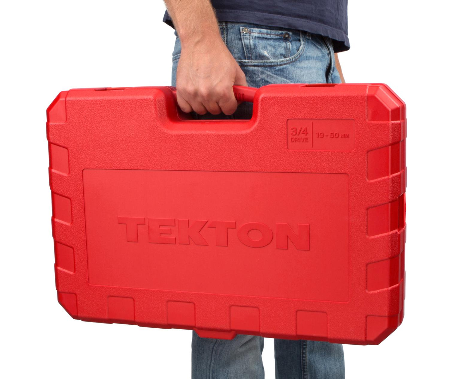 TEKTON SKT35204-T 3/4 Inch Drive 6-Point Socket and Ratchet Set, 26-Piece (19-50 mm)