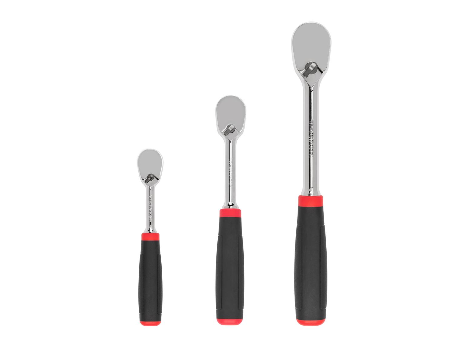 1/4, 3/8, 1/2 Inch Drive Comfort Grip Ratchet Set (3-Piece)