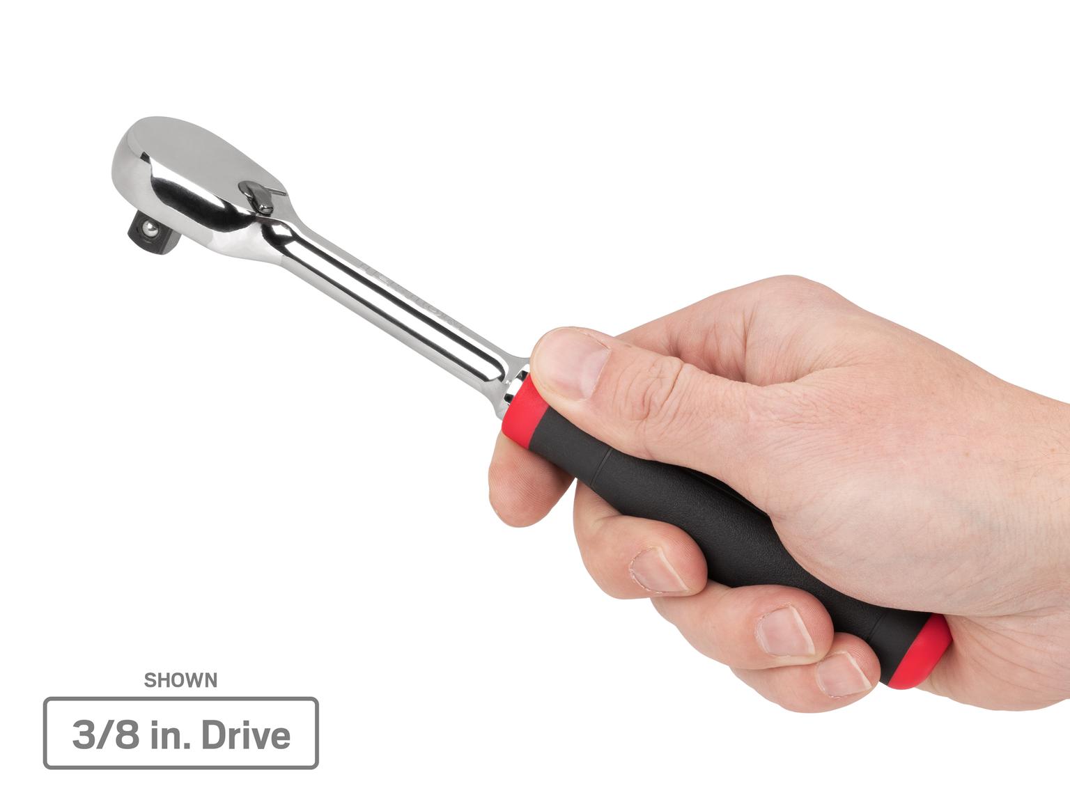 TEKTON SRH91002-T 1/4, 3/8, 1/2 Inch Drive Comfort Grip Ratchet Set (3-Piece)