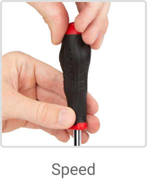 Photo of two hands spinning the spinner handle labeled 'Speed'