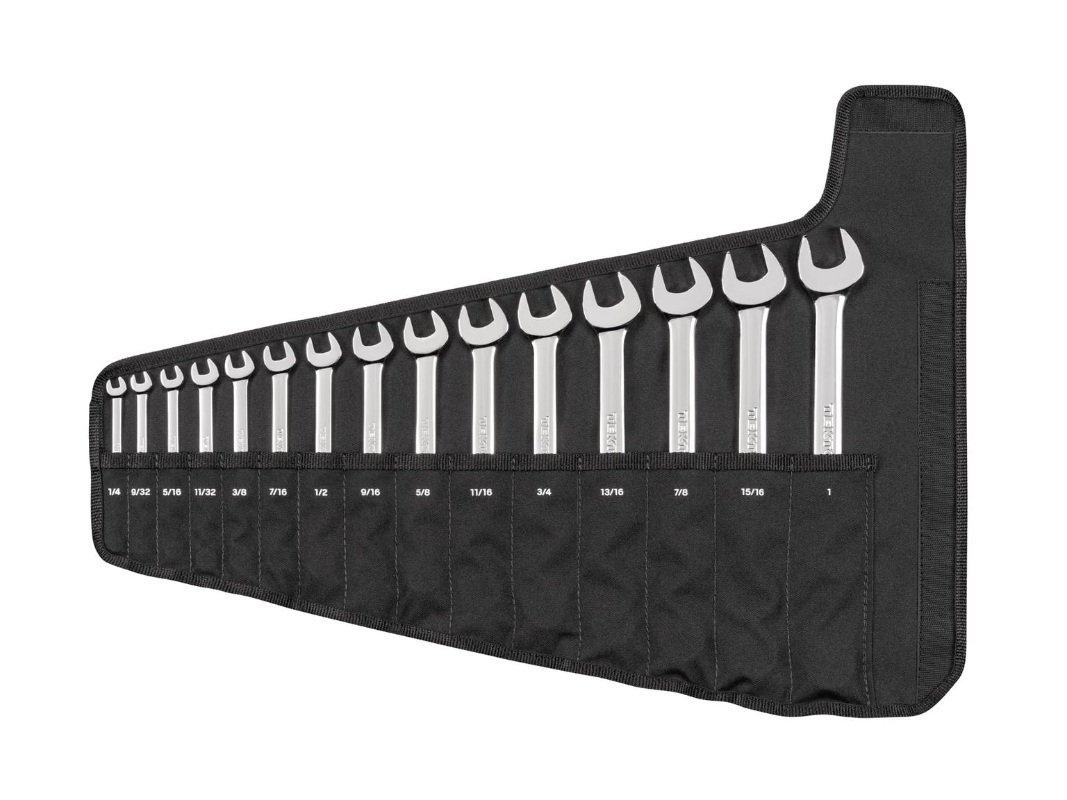Combination Wrench Set with Pouch, 15-Piece (1/4-1 in.)